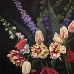 tulips and other flowers, oil on linen 0,90X0,70 m, €850
