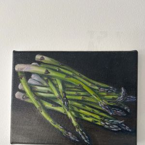 green asparagus, oil on linen, 0,18 x 0,24 m, E225